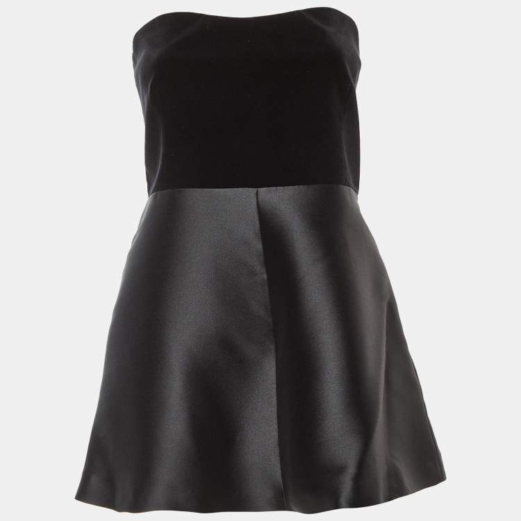 Pre Owned RED Valentino Black Velvet & Taffeta Strapless Mini Dress L