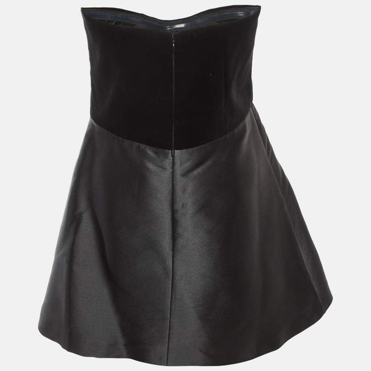 Pre Owned RED Valentino Black Velvet & Taffeta Strapless Mini Dress L