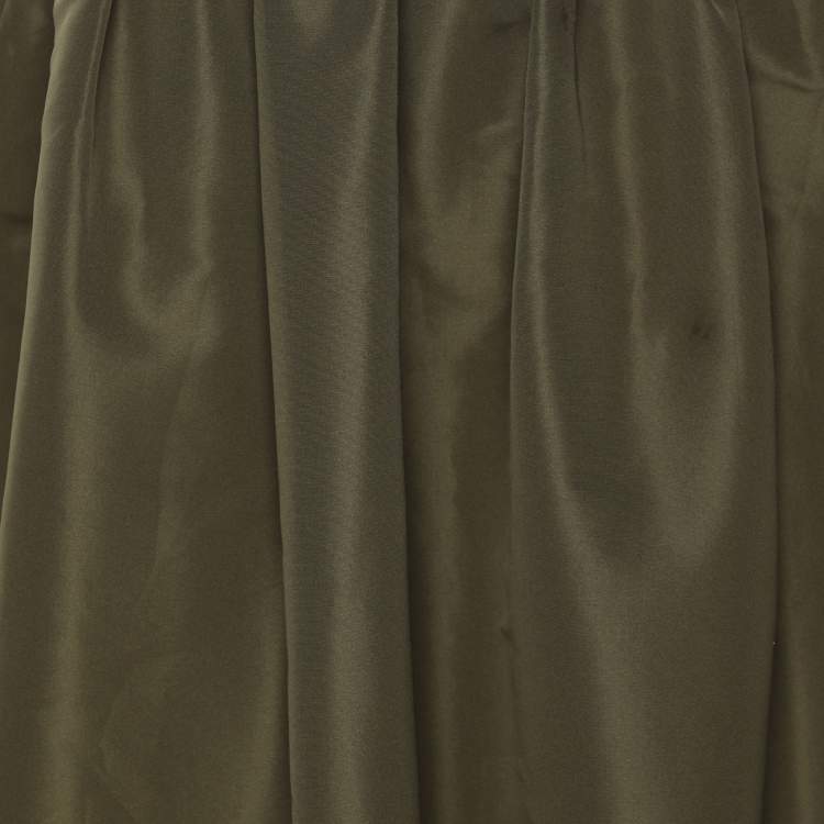 Pre Owned RED Valentino Olive Green Nylon Long Skirt S