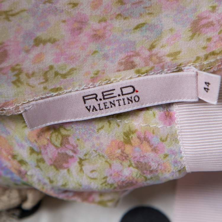 Pre Owned Red Valentino Floral Print Lace Overlay Camisole M