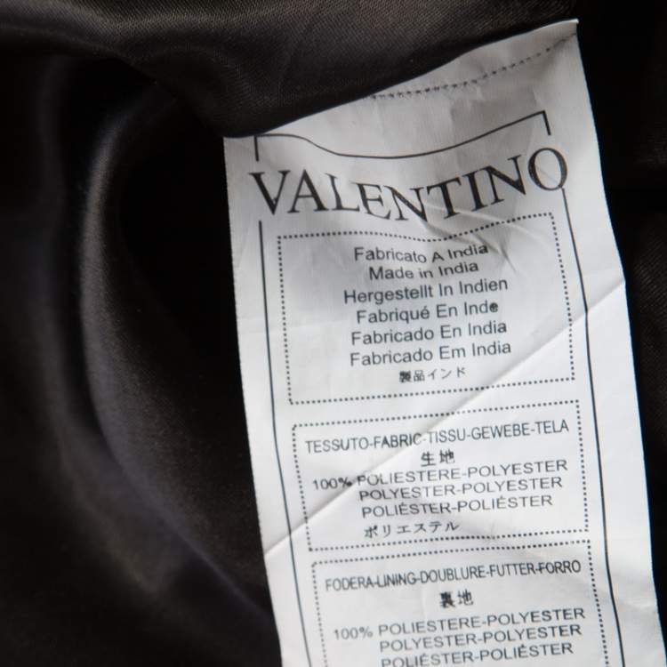 مملوكة مسبقًا RED Valentino Black Tulle Embellished Sheer Yoke Detail Plisse Tiered Dress S