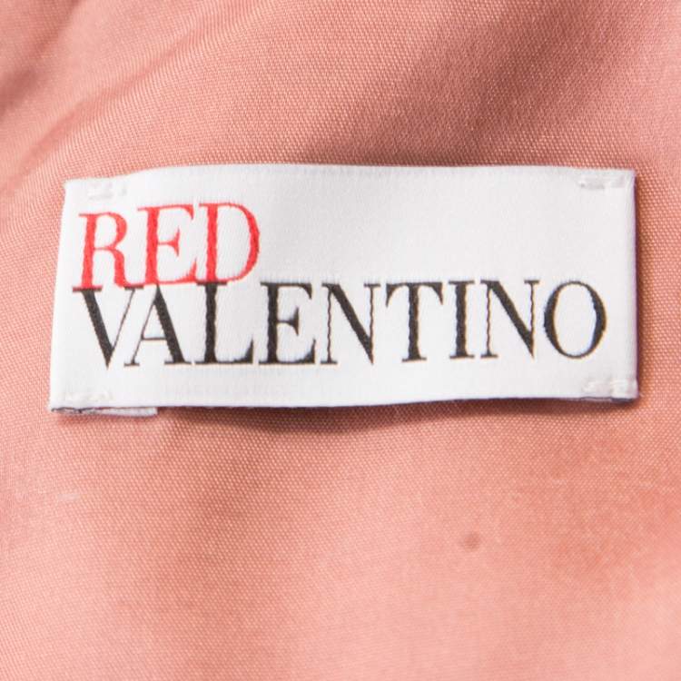 Pre Owned Red Valentino Pink and White Textured Drop Waist Sleeveless Dress M