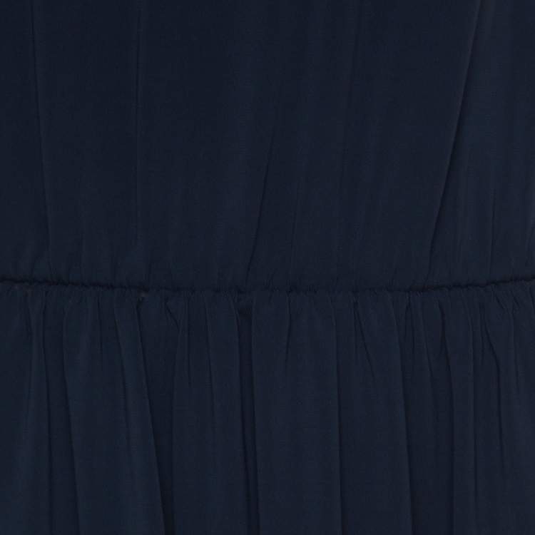 Pre Owned RED Valentino Navy Blue Sheer Lace Panel Insert Sleeveless Sheath Dress XL