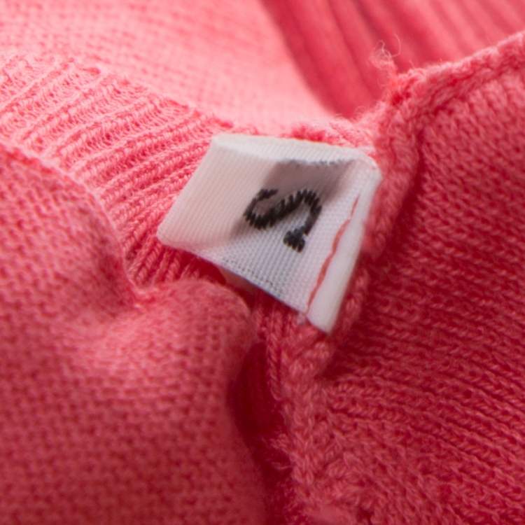 Pre Owned RED Valentino Pink Knit Bow Detail Long Sleeve Top M
