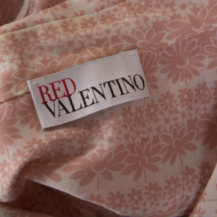 Pre Owned Red Valentino Pale Pink Cotton Ruffled Detail Short Dress M 