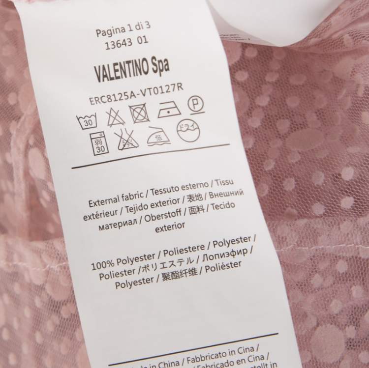 مملوكة مسبقًا Red Valentino Pale Pink Tulle Bow Tie Detail Sheer Blouse L 