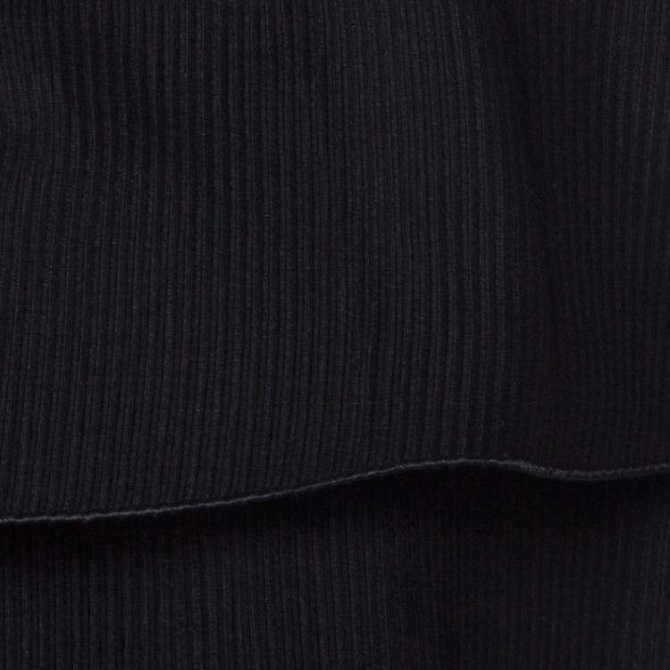 Pre Owned RED Valentino Black Cotton Silk Blend Ruffle Top M