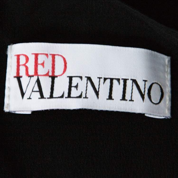 Pre Owned RED Valentino Black Pleated Lace Skirt Detail Sleeveless Dress L