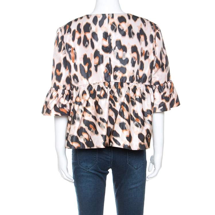 Pre Owned Red Valentino Pale Pink Leopard Print Lightweight Jacket XL 