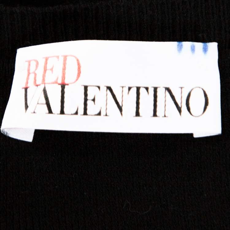Pre Owned Red Valentino Black Knit Ruffled Peplum Cardigan S