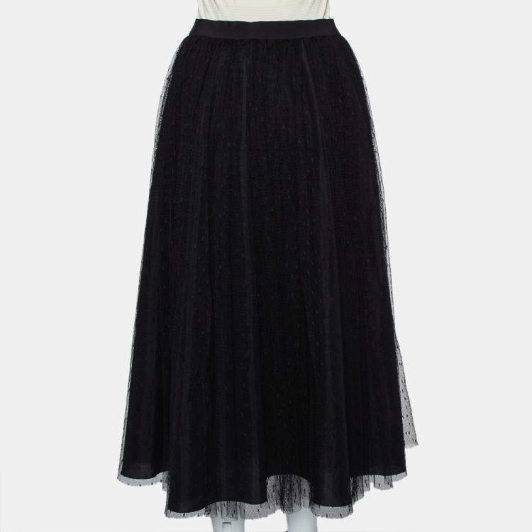Pre Owned Red Valentino Black Tulle Midi Skirt M