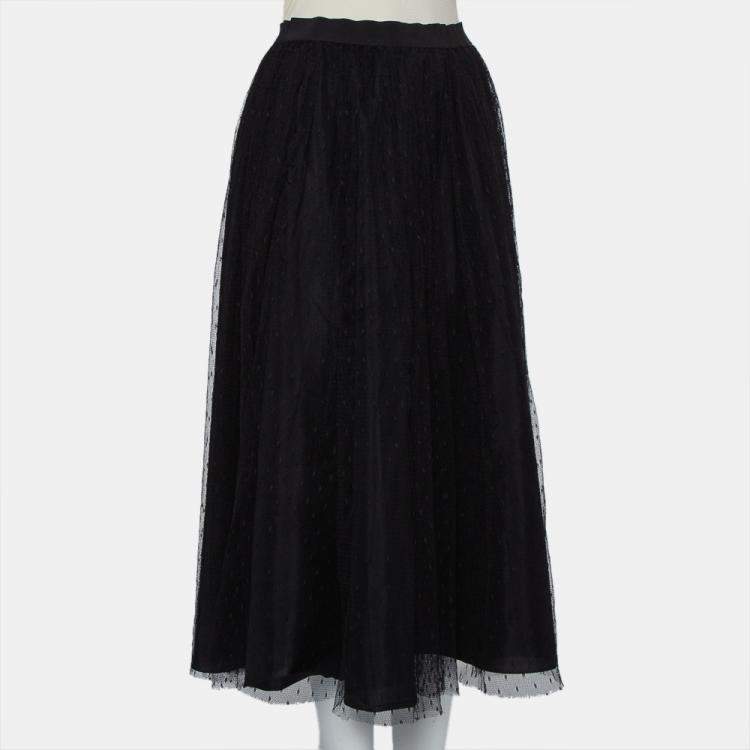 Pre Owned Red Valentino Black Tulle Midi Skirt M