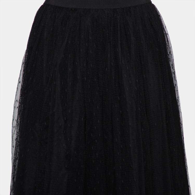 Pre Owned Red Valentino Black Tulle Midi Skirt M