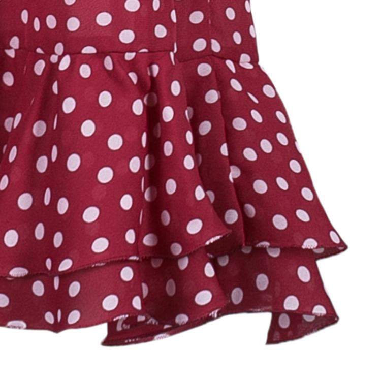 Pre Owned RED Valentino Polka Dot V-Neck Ruffle Dress S