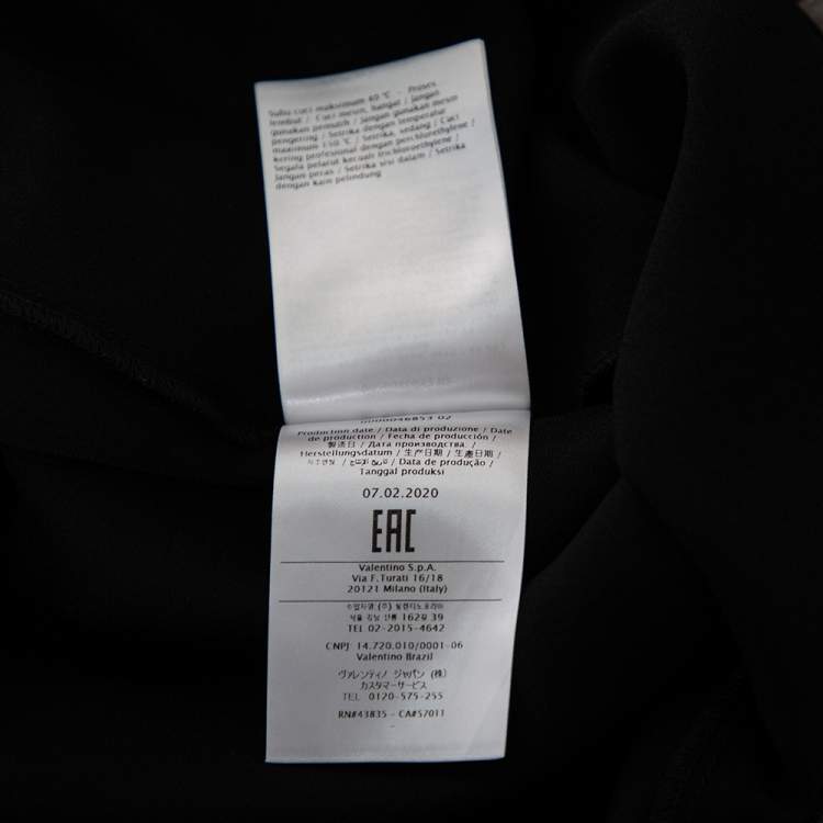 مملوكة مسبقًا RED Valentino Black Tulle Floral Applique Detail Tiered Point D'esprit Gown M