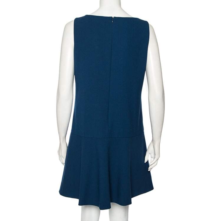 مملوكة مسبقًا RED Valentino Navy Blue Crepe Pocket Detail Sleeveless Short Dress L