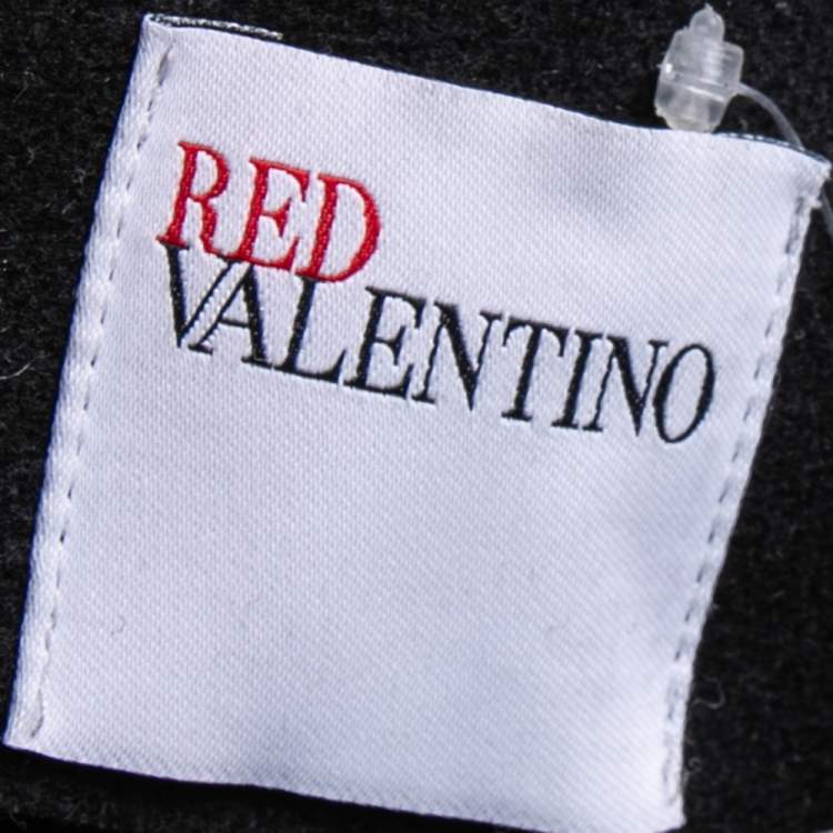 Pre Owned RED Valentino Black Wool Bow Applique Detailed Coat S