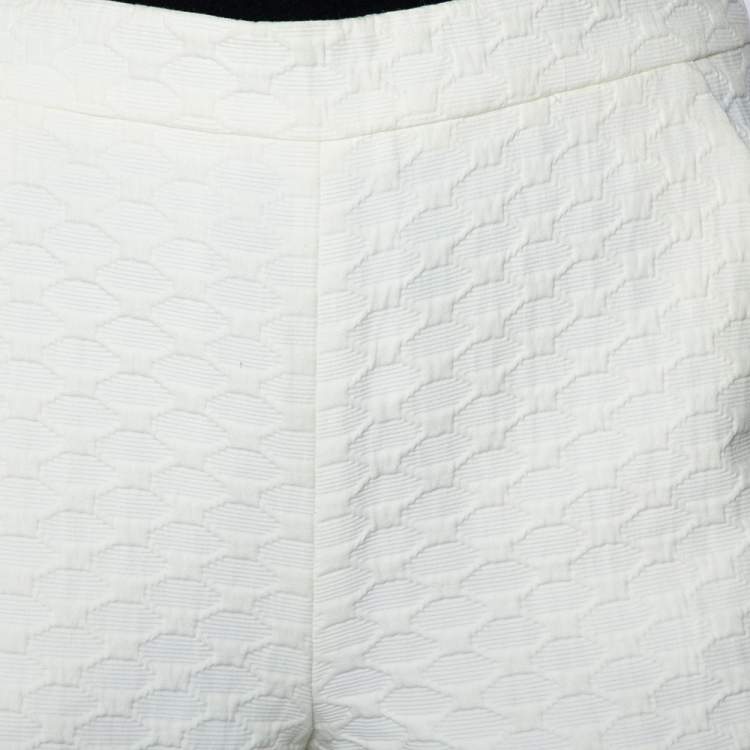 Pre Owned RED Valentino Ivory Textured Cotton Shorts S 