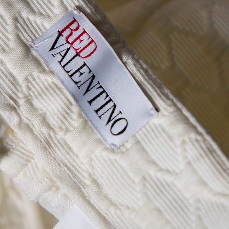 Pre Owned RED Valentino Ivory Textured Cotton Shorts S 