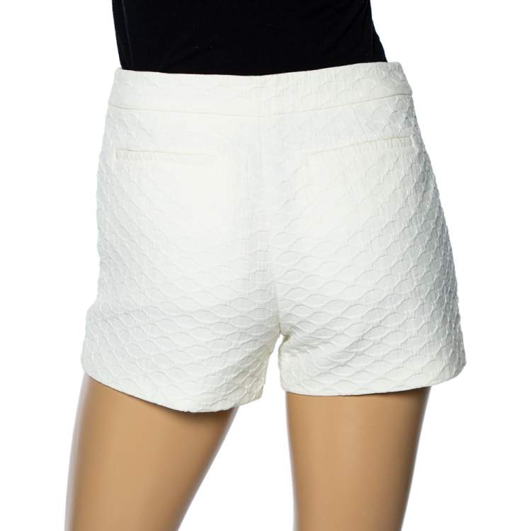Pre Owned RED Valentino Ivory Textured Cotton Shorts S 