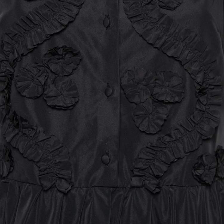 Pre Owned RED Valentino Black Synthetic Applique Detail Sleeveless Dress M