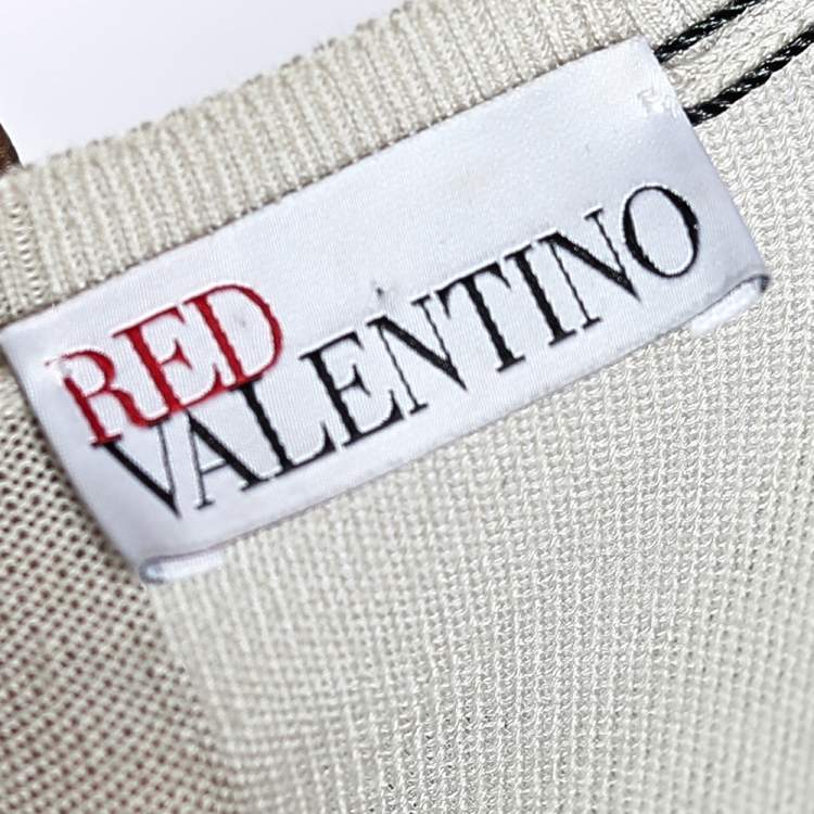 Pre Owned RED Valentino Beige Wool Lace Trim Ruffled Mini Dress M