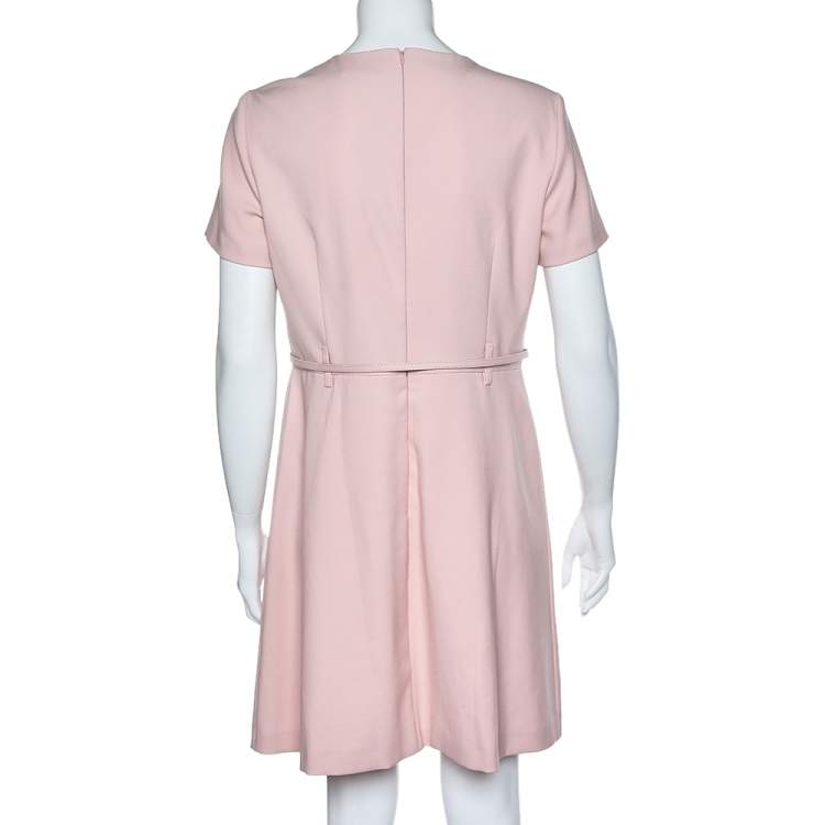 Pre Owned RED Valentino Pink Stretch Crepe Belted Mini Dress L