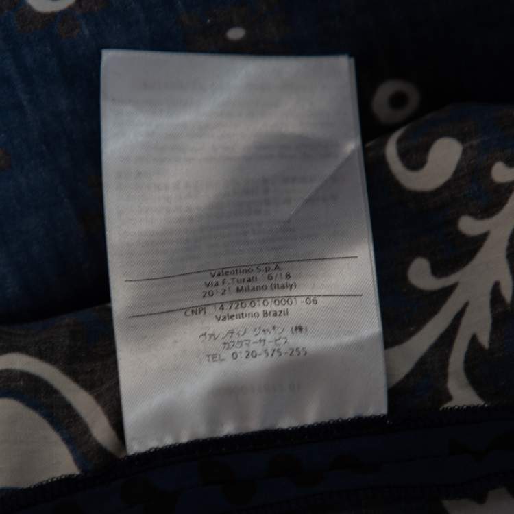 مملوكة مسبقًا RED Valentino Blue Bandana Print Cotton Wrap Detail Midi Skirt M