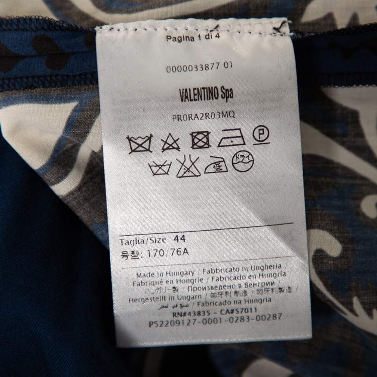 مملوكة مسبقًا RED Valentino Blue Bandana Print Cotton Wrap Detail Midi Skirt M