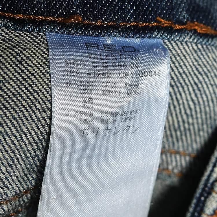 Pre Owned RED Valentino Indigo Denim Distressed Cropped Jeans L
