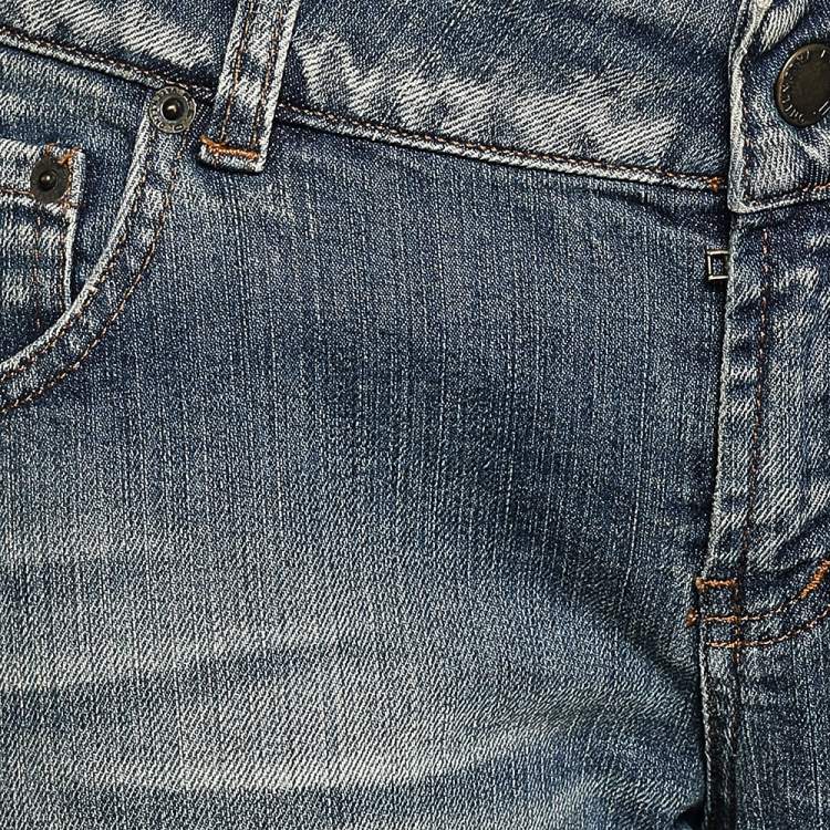 Pre Owned RED Valentino Indigo Denim Distressed Cropped Jeans L