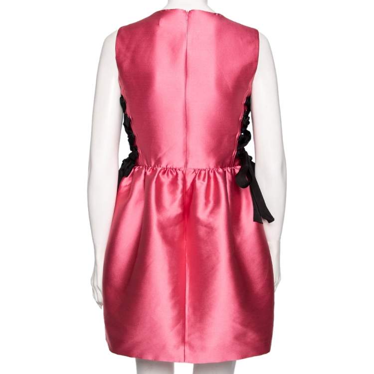 Pre Owned Red Valentino Pink Silk Lace Tie Detail Short Dress M