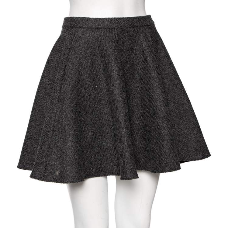 Pre Owned RED Valentino Grey Shetland Wool Mini Skirt S