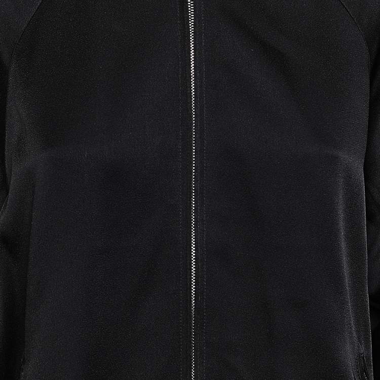 Pre Owned RED Valentino Black Satin Crepe Eagle Embroidered Bomber Jacket M