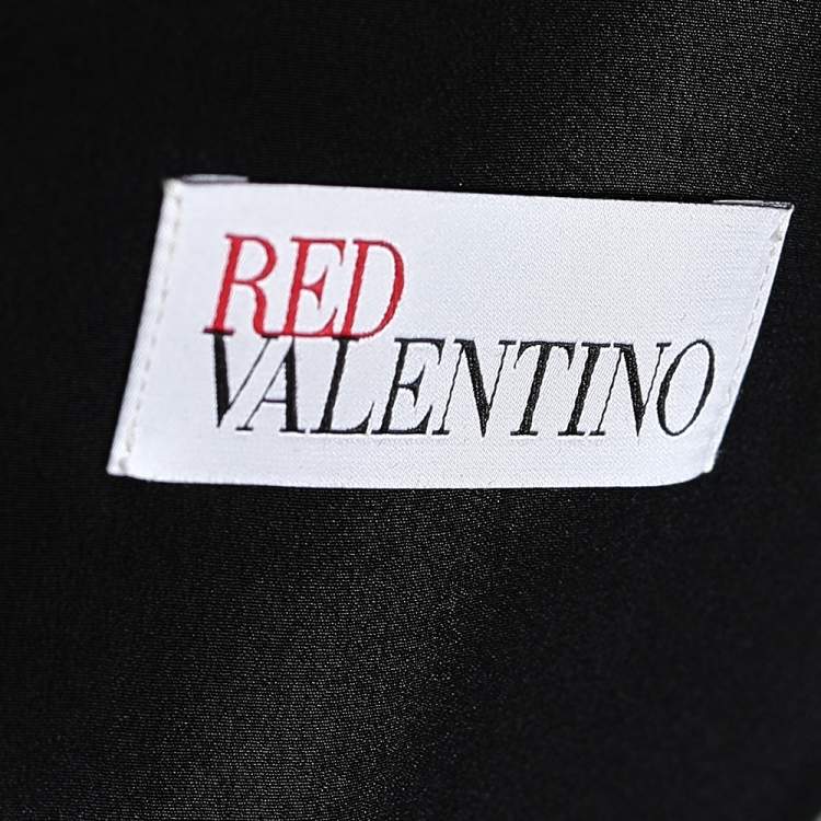Pre Owned RED Valentino Black Satin Crepe Eagle Embroidered Bomber Jacket M