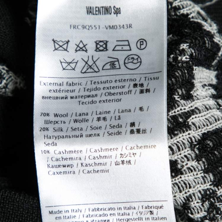 Pre Owned RED Valentino Black Jacquard Knit Lace Trim Button Front Cardigan L