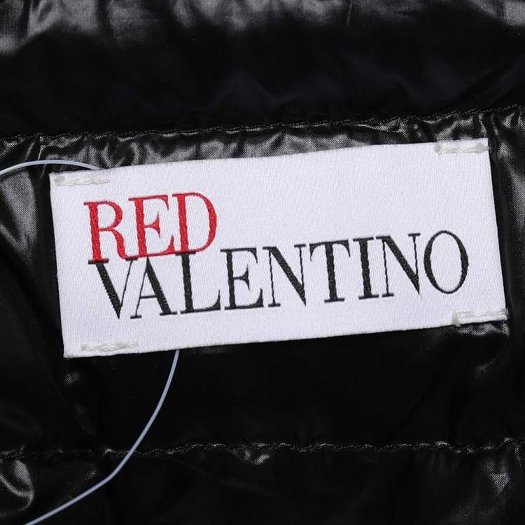 Pre Owned RED Valentino Black Printed Synthetic Quilted Jacket S