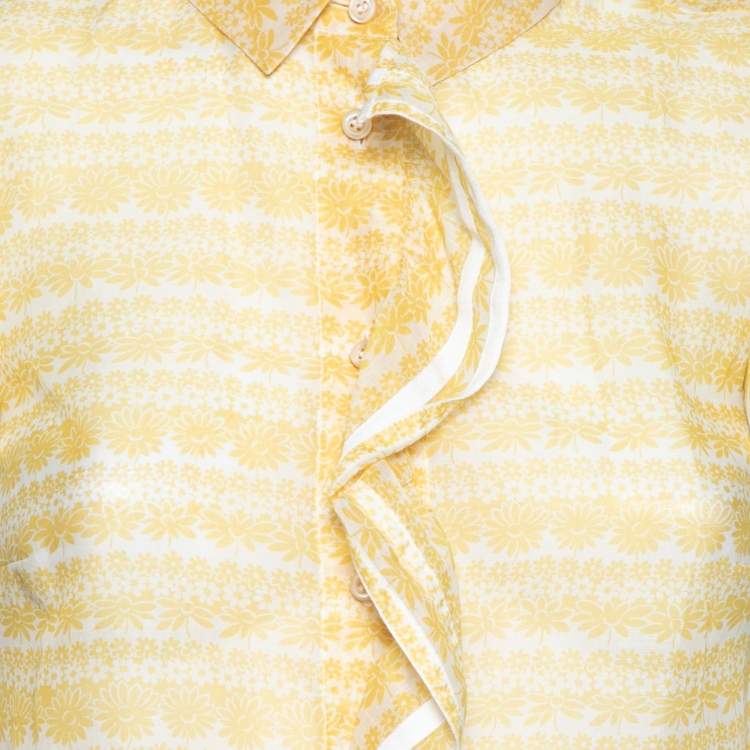 مملوكة مسبقًا Red Valentino Yellow Floral Printed Cotton Ruffle Trimmed Mini Dress S
