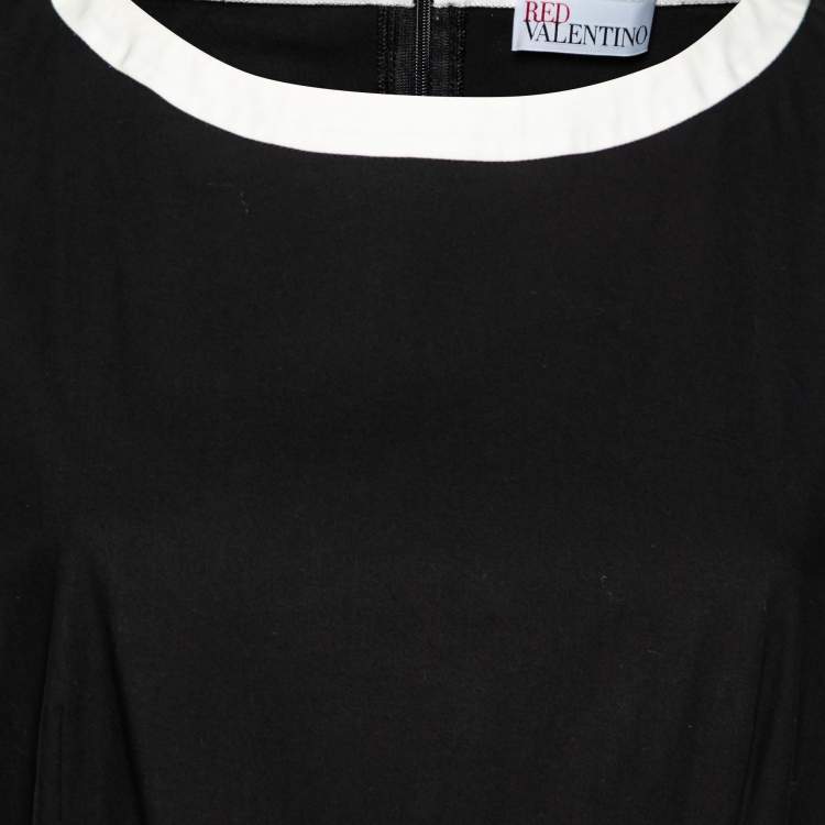Pre Owned RED Valentino Black Cotton Contrast Trimmed Sleeveless Dress M