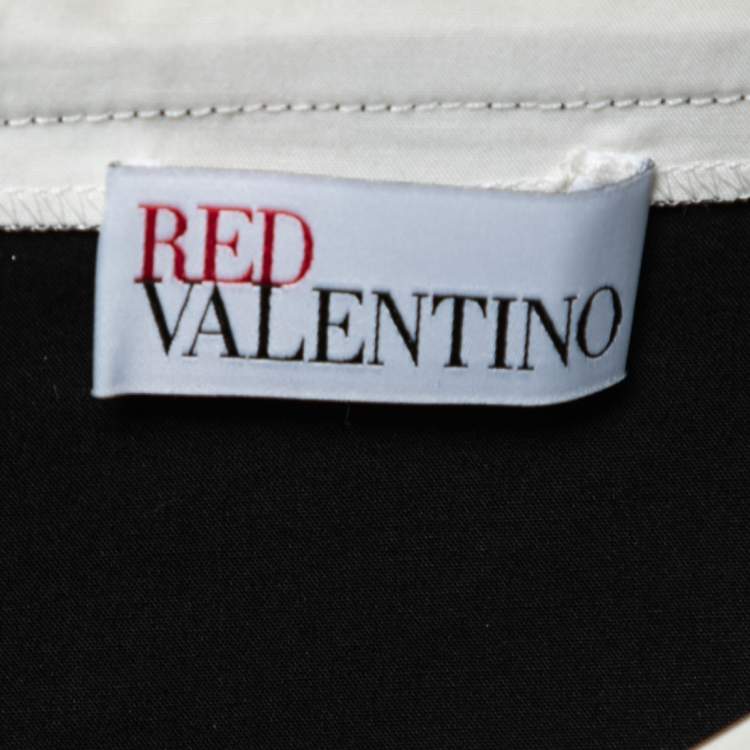 Pre Owned RED Valentino Black Cotton Contrast Trimmed Sleeveless Dress M