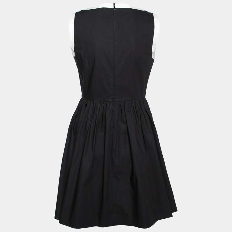 Pre Owned RED Valentino Black Cotton Contrast Trimmed Sleeveless Dress M