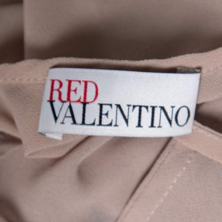 Pre Owned RED Valentino Black Crepe Floral Organza Dress L