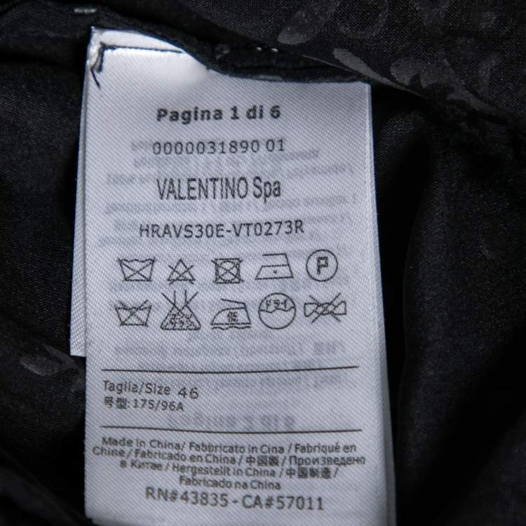 Pre Owned RED Valentino Black Crepe Floral Organza Dress L