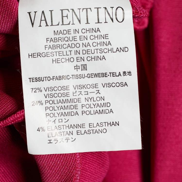 Pre Owned RED Valentino Pink Jersey Knit Bow Detail Ruffled Dress L
