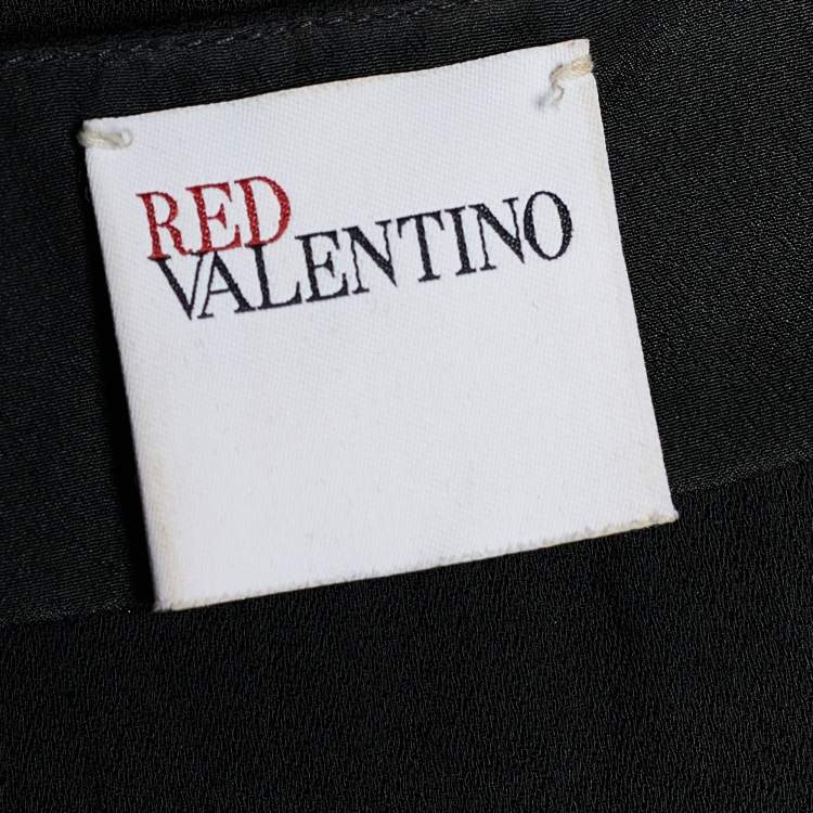 Pre Owned RED Valentino Black Viscose Ruffle Sleeve Top S