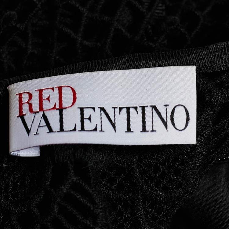 Pre Owned Red Valentino Black Guipure Lace Mini Dress M