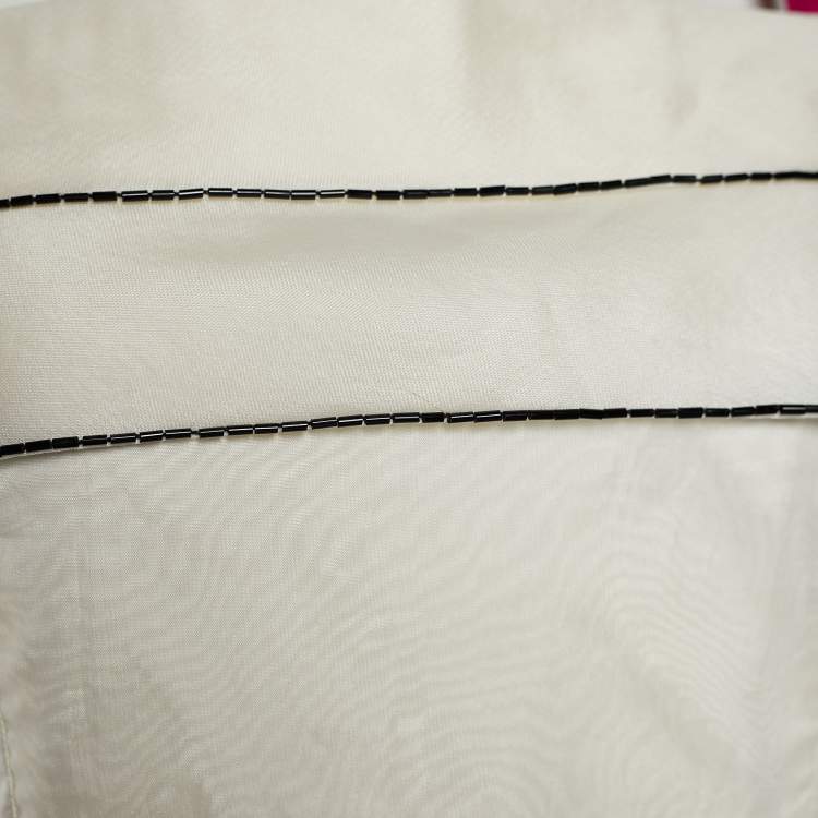 مملوكة مسبقًا RED Valentino Cream Silk Bead Embellished Tiered Mini Dress M