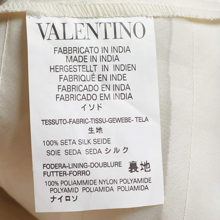 مملوكة مسبقًا RED Valentino Cream Silk Bead Embellished Tiered Mini Dress M