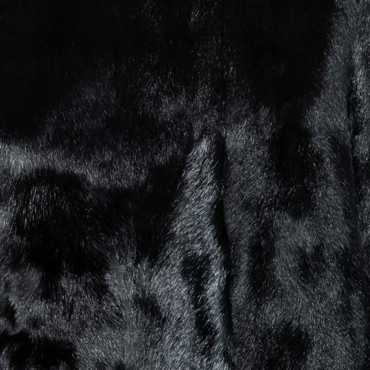 Pre Owned RED Valentino Black Faux Fur Button Front Coat M