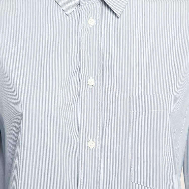 مملوكة مسبقًا RED Valentino Blue Pinstriped Cotton Poplin Pleated Back Shirt S